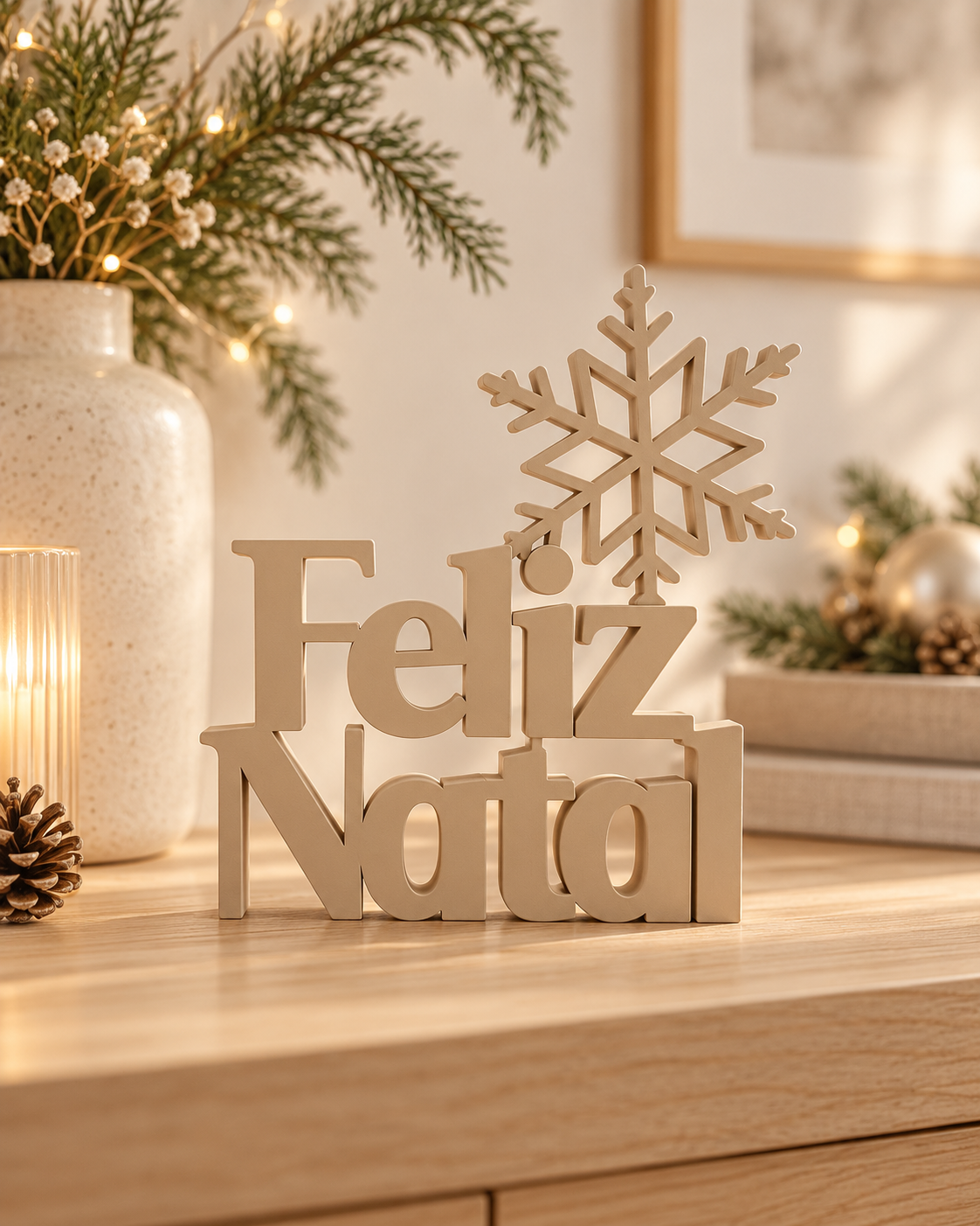 Decoração de Natal ORIVA FELIZ NATAL em Areia