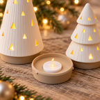 Detalhe da base amovível e luz LED incluída da Árvore Iluminada ORIVA LUME