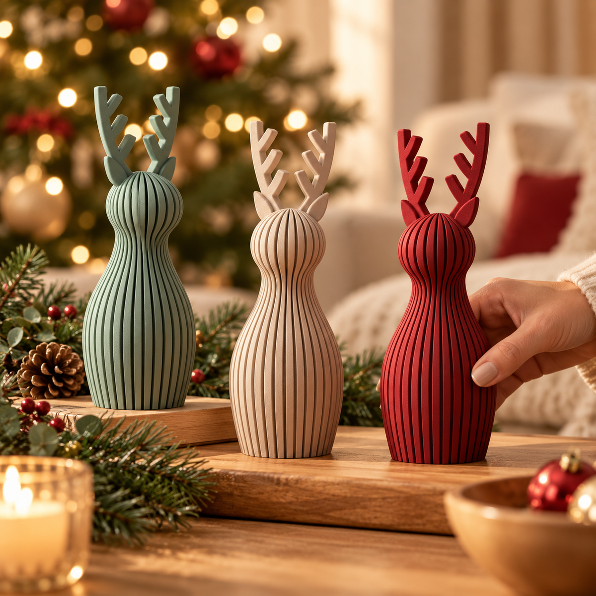 Rena Decorativa de Natal ORIVA RENA em ambiente humanizado com escala realista