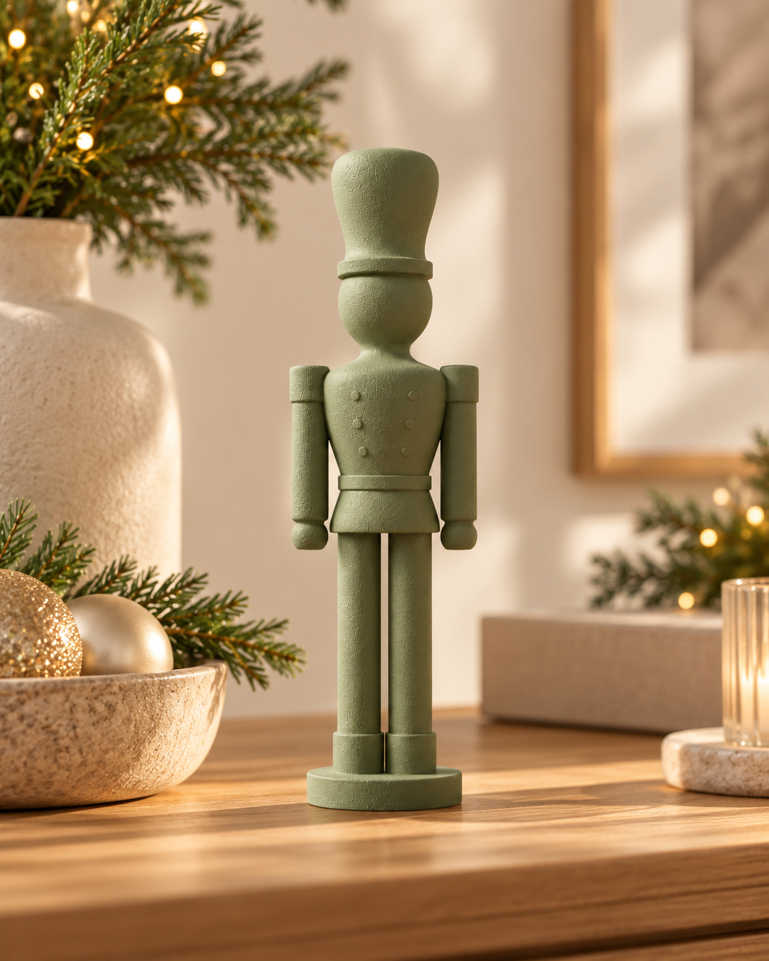 Soldado Decorativo de Natal ORIVA TINO na cor Areia